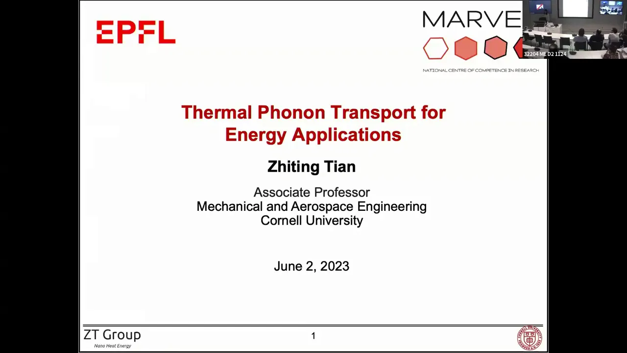 Thumbnail of Thermal phonon transport for energy applications - Zhiting Tian