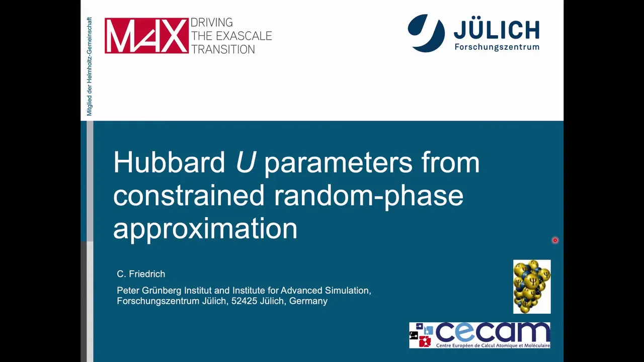 Thumbnail of Hubbard U parameters from constrained random-phase approximation (WS 2021)