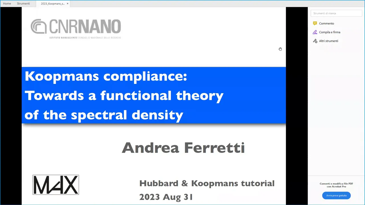 Thumbnail of 4.2 Koopmans compliance: Towards a functional theory of the spectral density