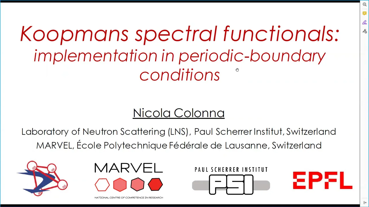 Thumbnail of 4.4 Koopmans spectral functionals: implementation in periodic boundary conditions