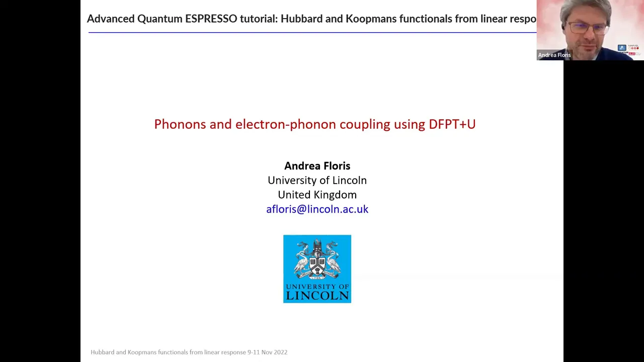 Thumbnail of Phonons and electron-phonon coupling using DFPT+U - Andrea Floris