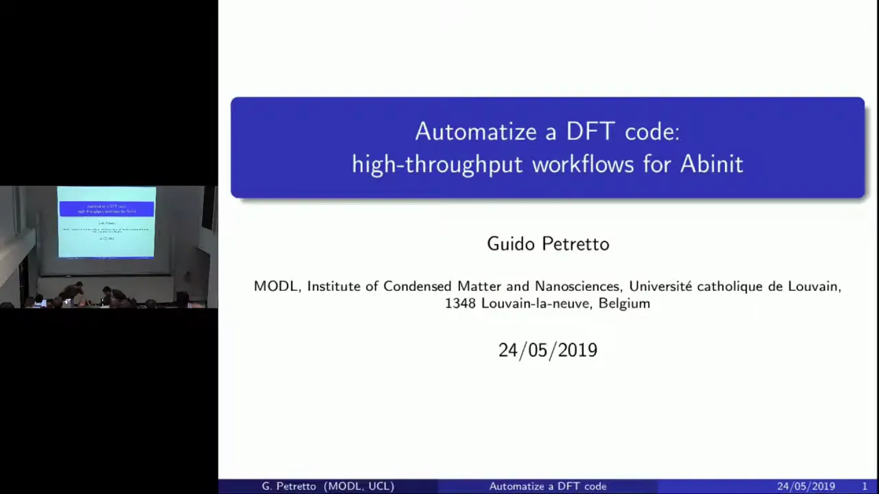 Thumbnail of Automatize a DFT code: high-throughput workflows for Abinit - Guido Petretto