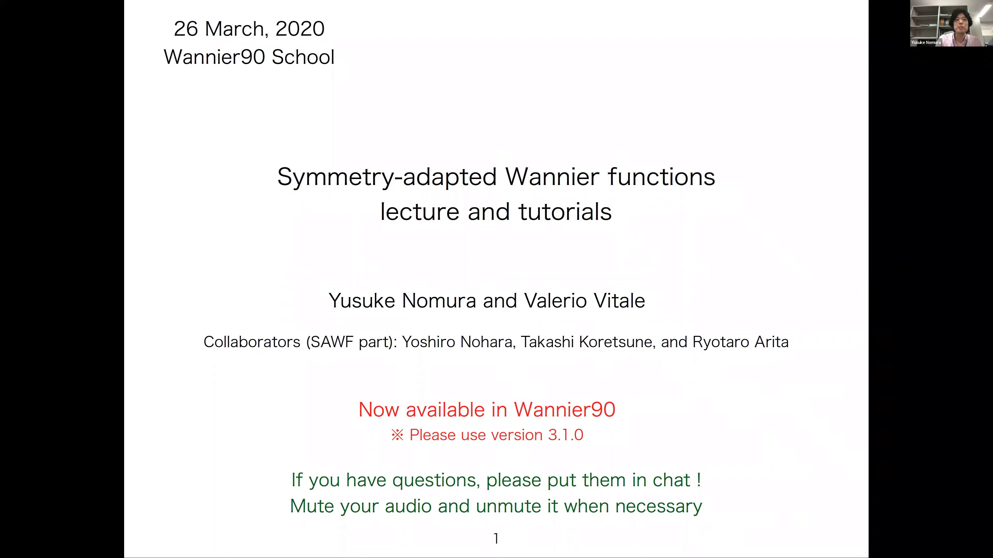 Thumbnail of Symmetry-adapted Wannier Functions - Yusuke Nomura