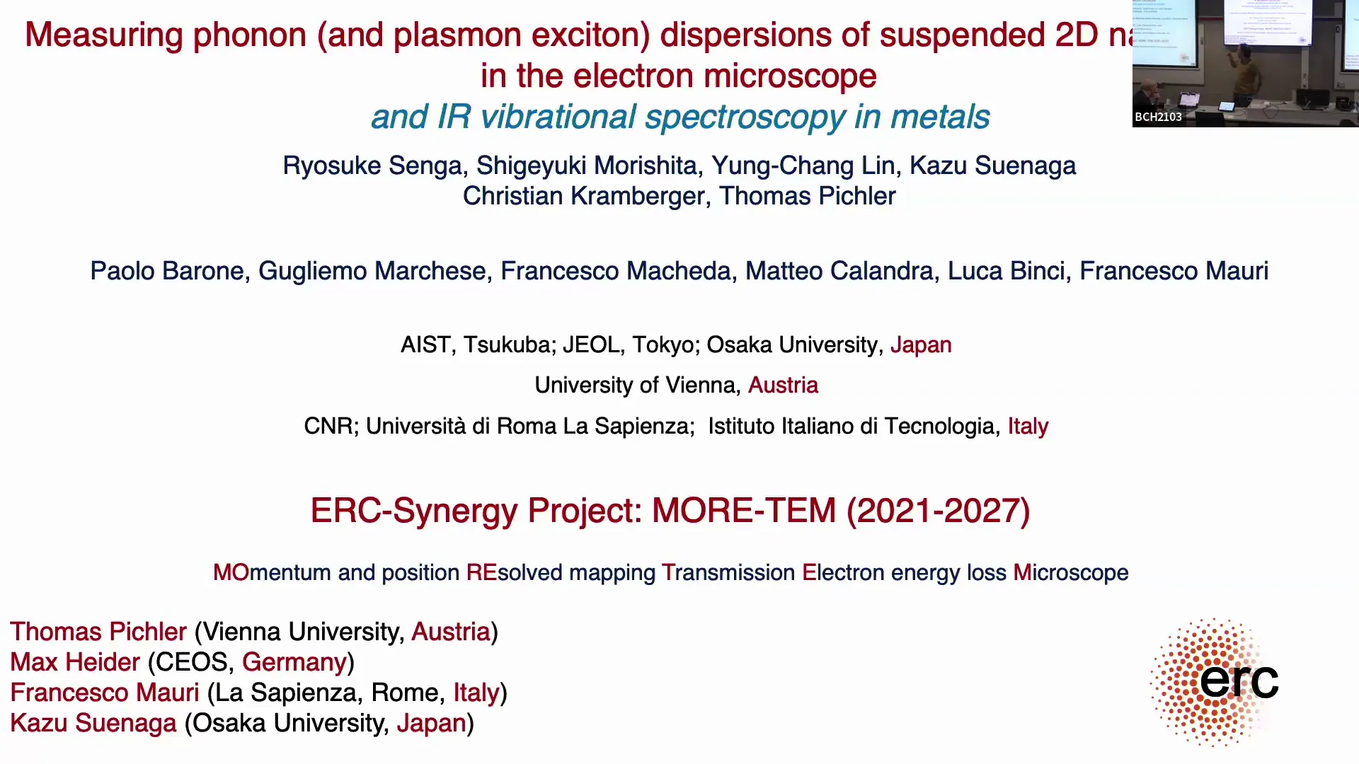 Thumbnail of Francesco Mauri - Measuring charge carrier excitations (phonons, plasmons and excitons) in suspended 2D materials, metals and superconductors by electron energy loss spectroscopy and by optical IR spectroscopy