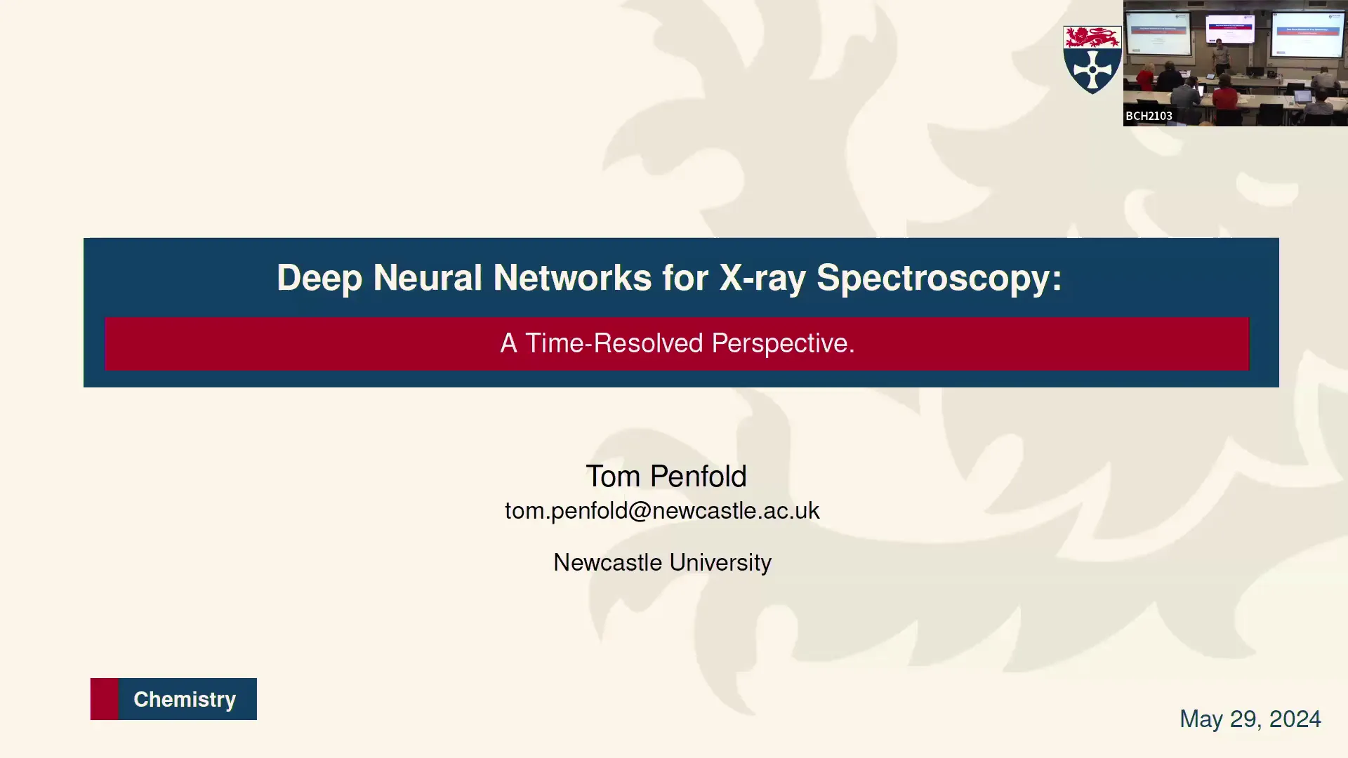 Thumbnail of Thomas Penfold - Towards automated analysis of X-ray spectra using deep neural networks