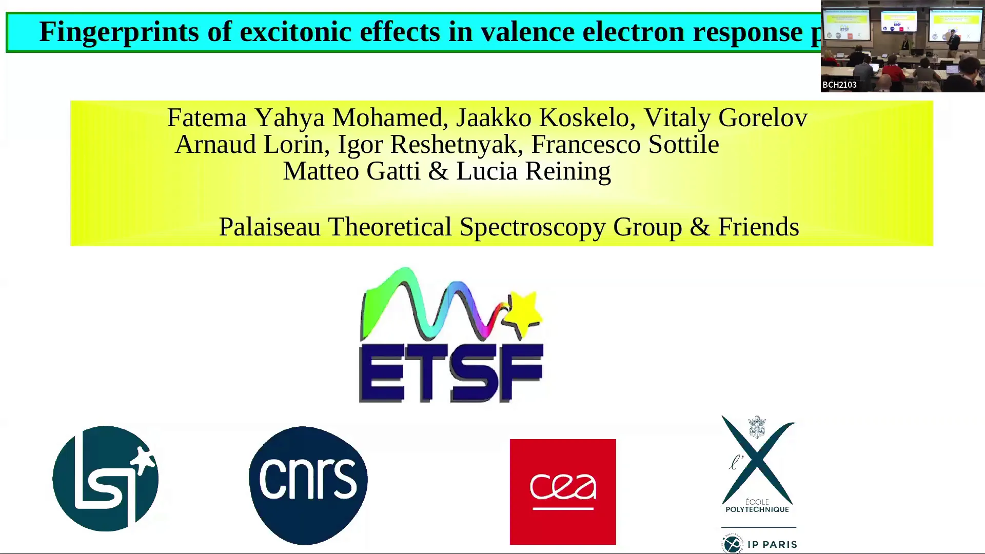 Thumbnail of Lucia Reining - Fingerprints of excitonic effects in valence electron response properties