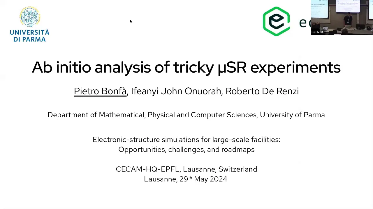 Thumbnail of Pietro Bonfa' - Ab initio quantum analysis of tricky muon spin rotation and relaxation experiments